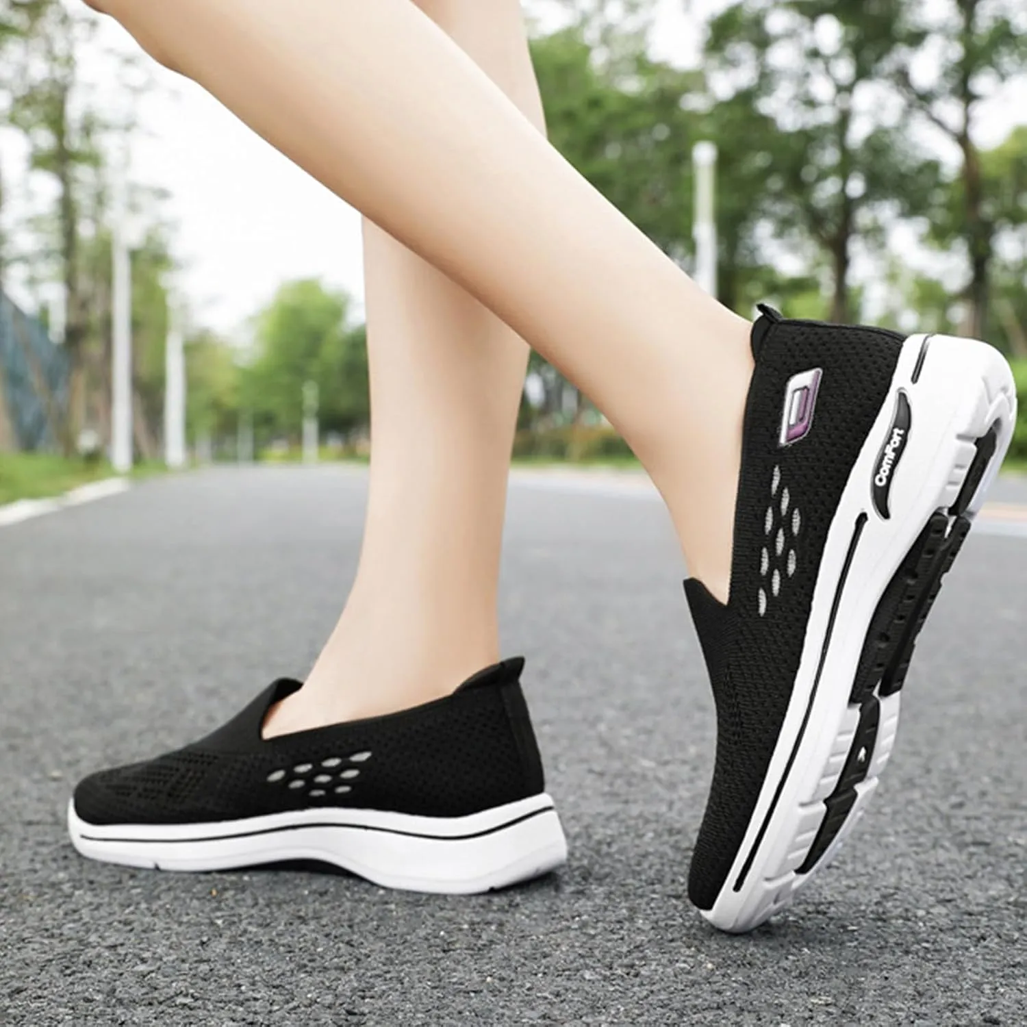 Womens Walking Shoes Orthopedic Walking Shoes for Women Slip on Sneakers Knit Lightweight Comfortable Breathable Sneakers for Arch Support 2025