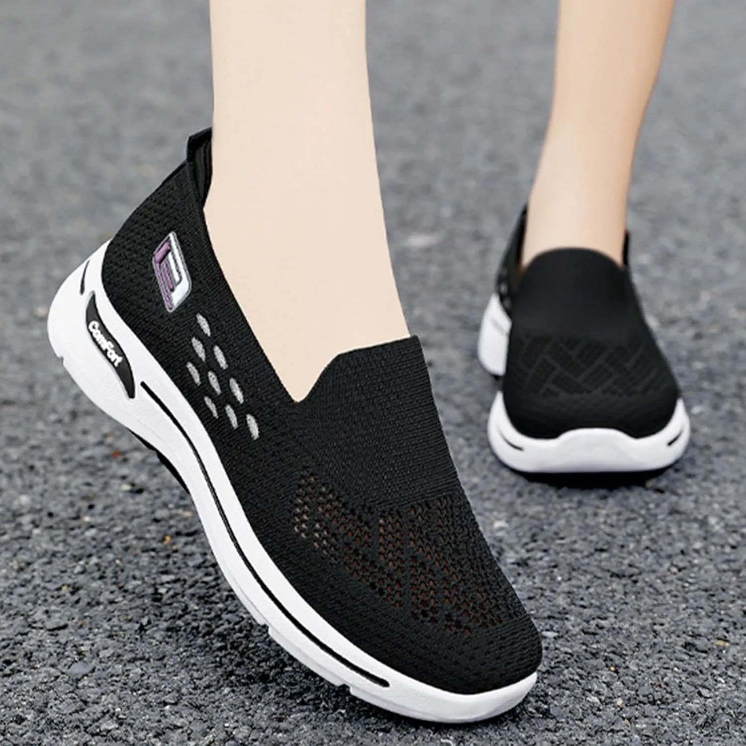 Womens Walking Shoes Orthopedic Walking Shoes for Women Slip on Sneakers Knit Lightweight Comfortable Breathable Sneakers for Arch Support 2025