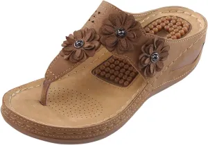 Womens Wedge Flip Flops Sandals With Arch Support Summer Comfortable Platform Bohemia Flat Shoes Massage Womens Sandals