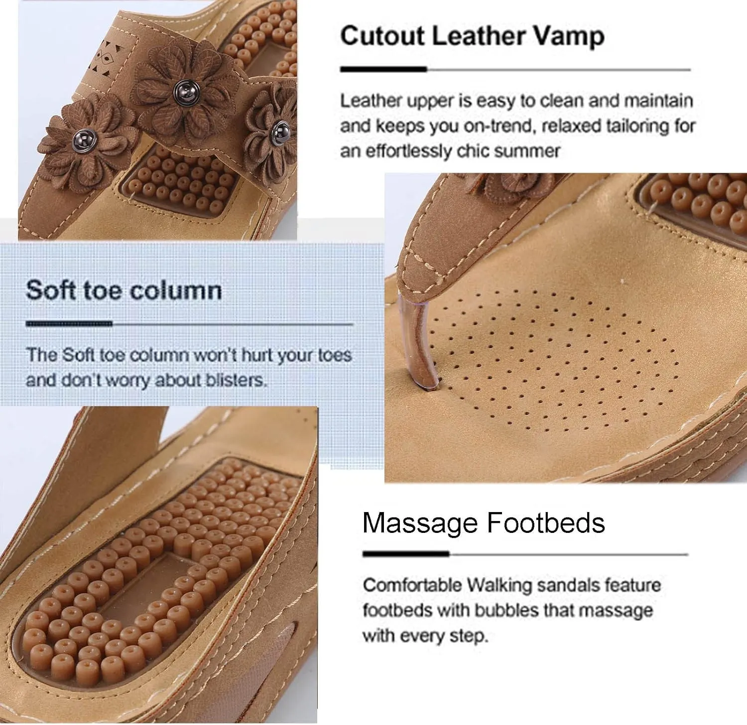 Womens Wedge Flip Flops Sandals With Arch Support Summer Comfortable Platform Bohemia Flat Shoes Massage Womens Sandals