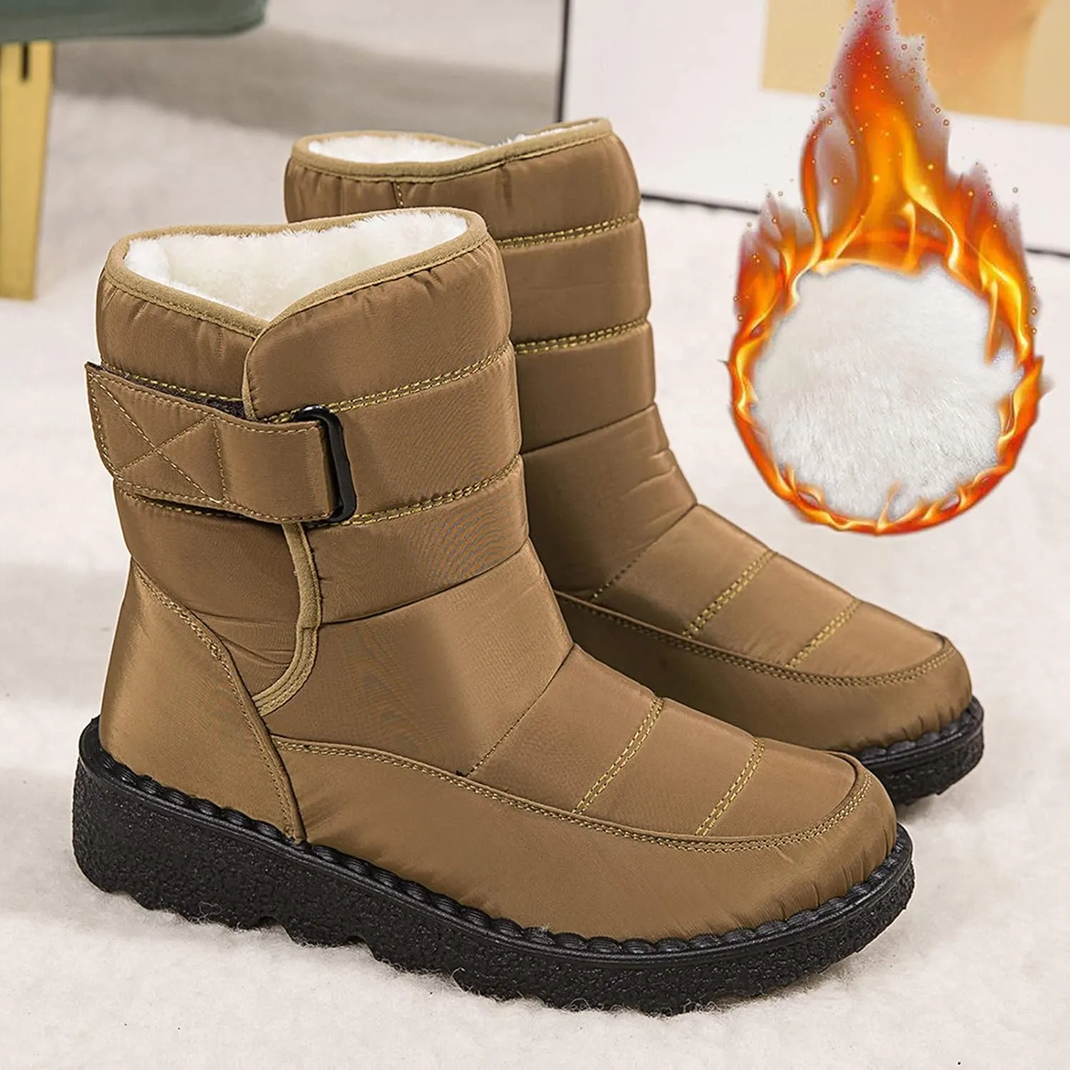 Womens Winter Boots Snow Boots for Women Waterproof Thick Bottom Waterproof Mid Calf Boots for Women Comfy Warm