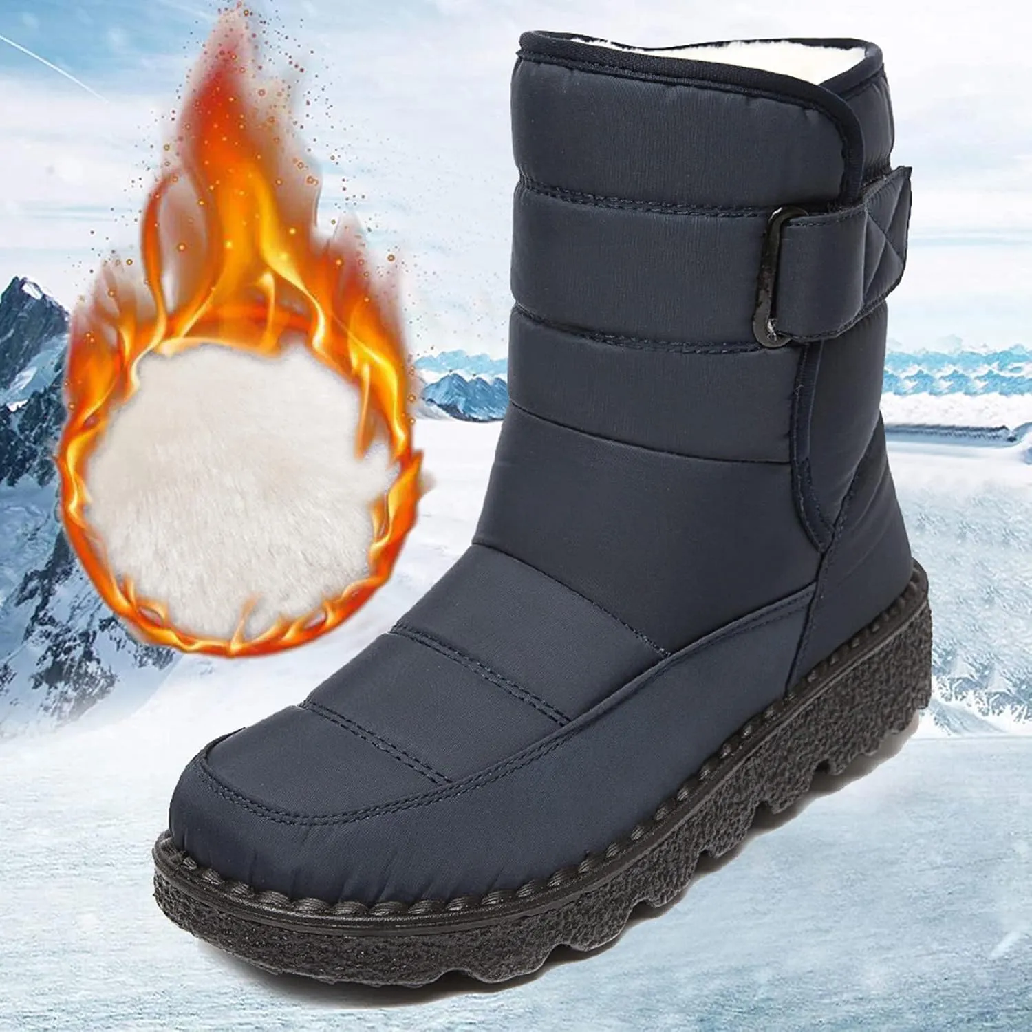 Womens Winter Boots Snow Boots for Women Waterproof Thick Bottom Waterproof Mid Calf Boots for Women Comfy Warm