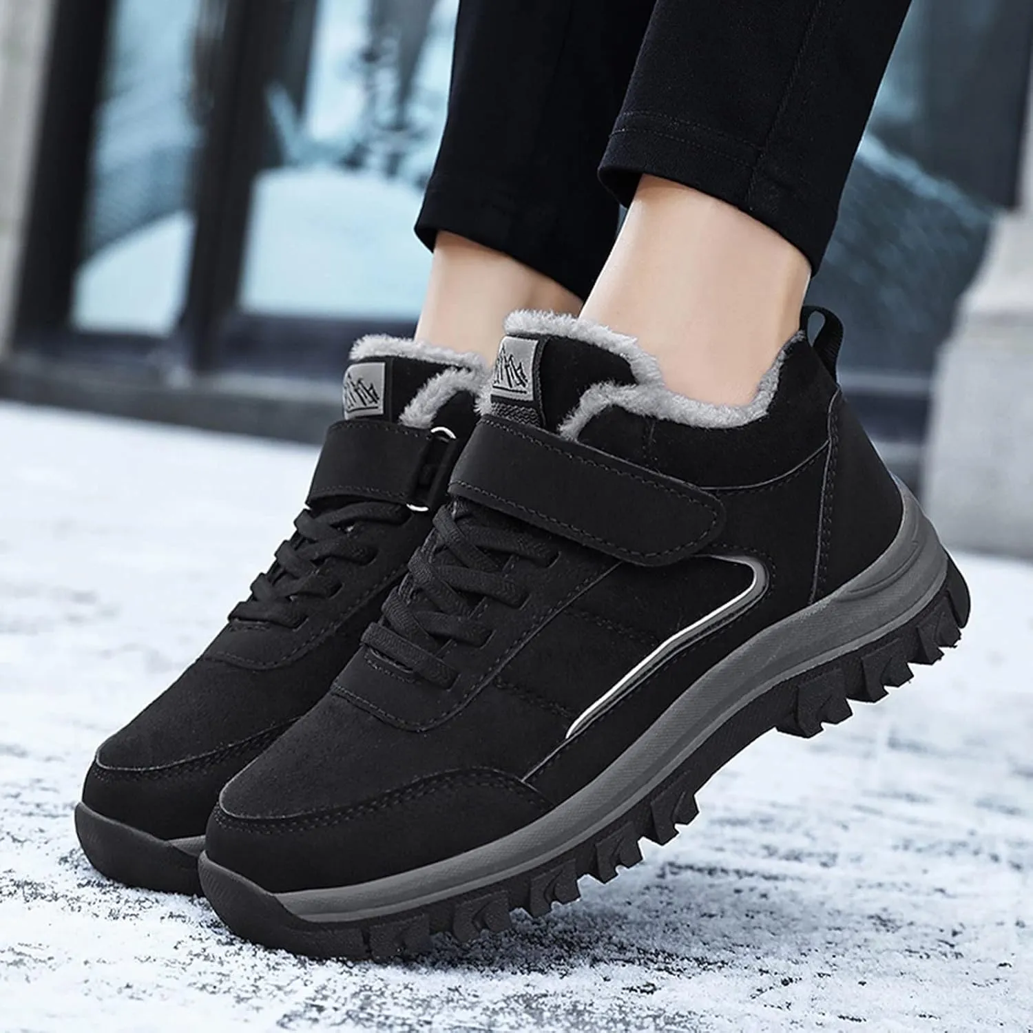 Womens Winter Snow Boots Fur Lined Warm Ankle Boots Womens Tall Slip on Snow Boots Fashion Winter Boots for Women 2023 Women Winter Boots Women Casual Warm Platform High Heels Botas Para Nieve Mujer