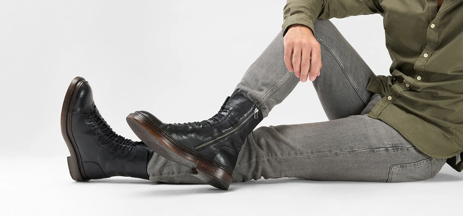 YORK urban-black welted military boots.