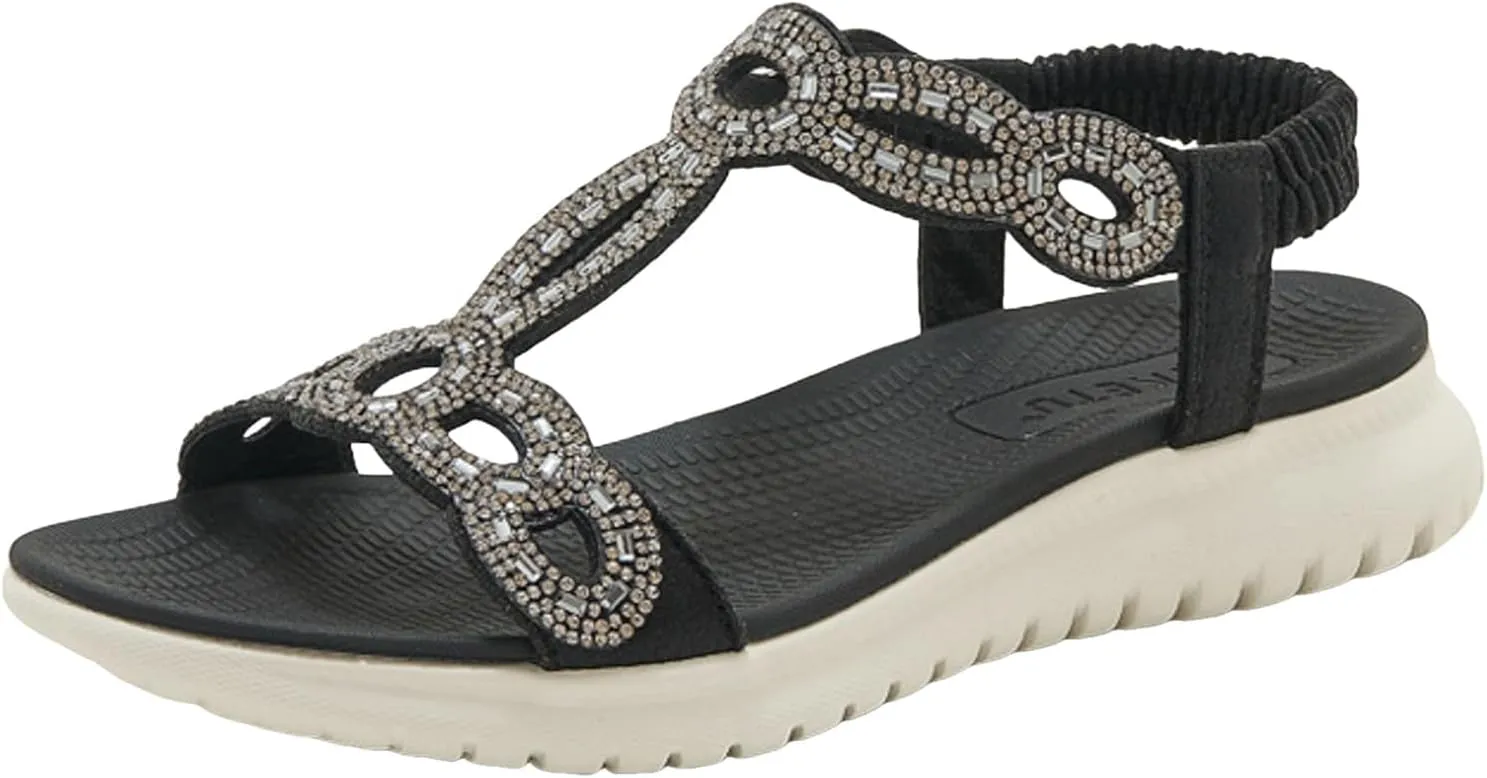 ZSpzx Women Sandals,Summer Vacation Sandals Daily Wear Soft Cushion Ankle Strap Casual Shoe Breathable Comfortable Walking Footwear Indoor Outdoor Slip-On Slides Fashion Boho Non-Slip Sport Sneakers
