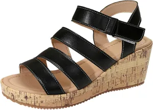 ZSpzx Women Wedge Sandals 2025,Breathable Indoor Soft Cushion Walking Footwear Arch Support Orthopedic Slides Comfortable Beach Vacation Slippers Summer Non-Slip Casual Shoe Daily Wear Hook Loop Strap