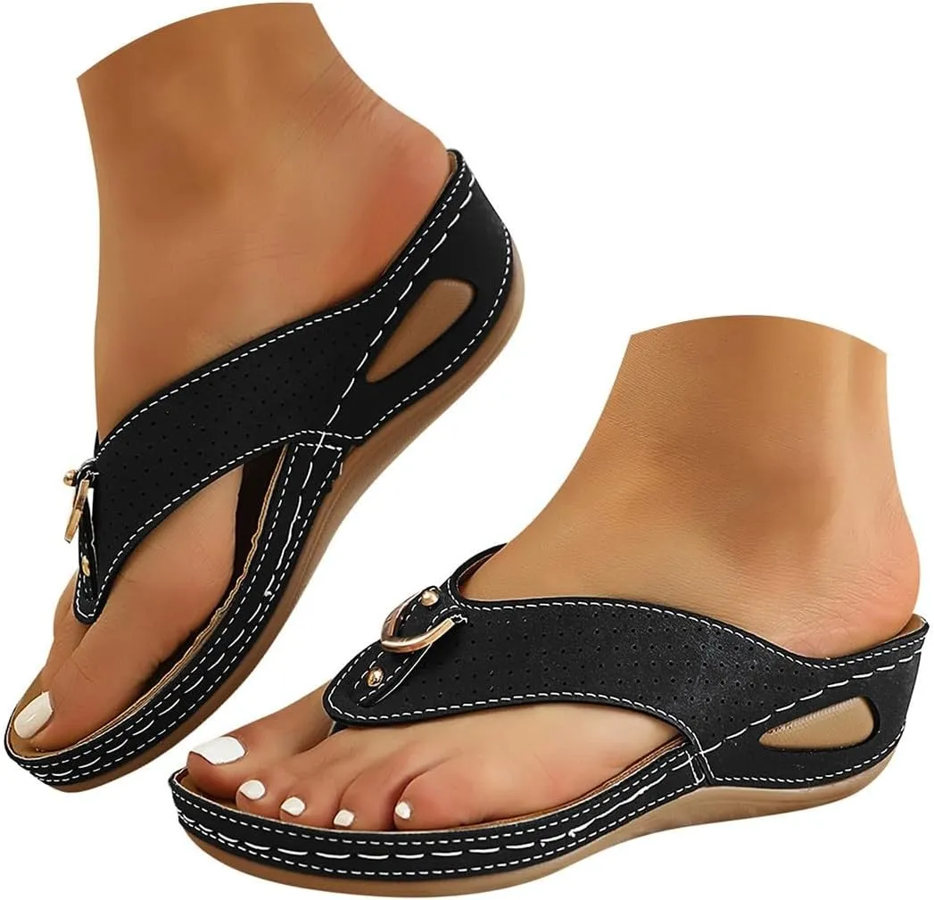 ZSpzx Women Wedge Sandals 2025,Clip Toe Slip-On Flip Flops Breathable Soft Cushion Comfortable Summer Beach Vacation Slippers Ladies Dress Peep Casual Shoe Non-Slip Walking Footwear