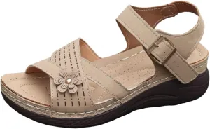 ZSpzx Women Wedge Sandals 2025,Fashion Breathable Comfortable Cute Flower Walking Footwear Arch Support Plantar Fasciitis Platform Orthopedic Slippers Summer Adjustable Buckle Slides Daily Wear