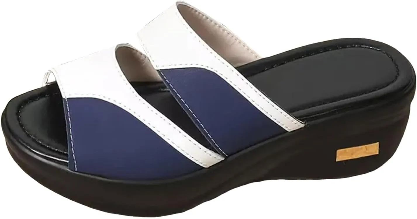 ZSpzx Women Wedge Sandals 2025,Non-Slip Slip-On Arch Support Orthopedic Slippers Indoor/Outdoor Peep Toe Slides Plantar Fasciitis Daily Wear Summer Comfortable Breathable Ladies Dress Walking Footwear