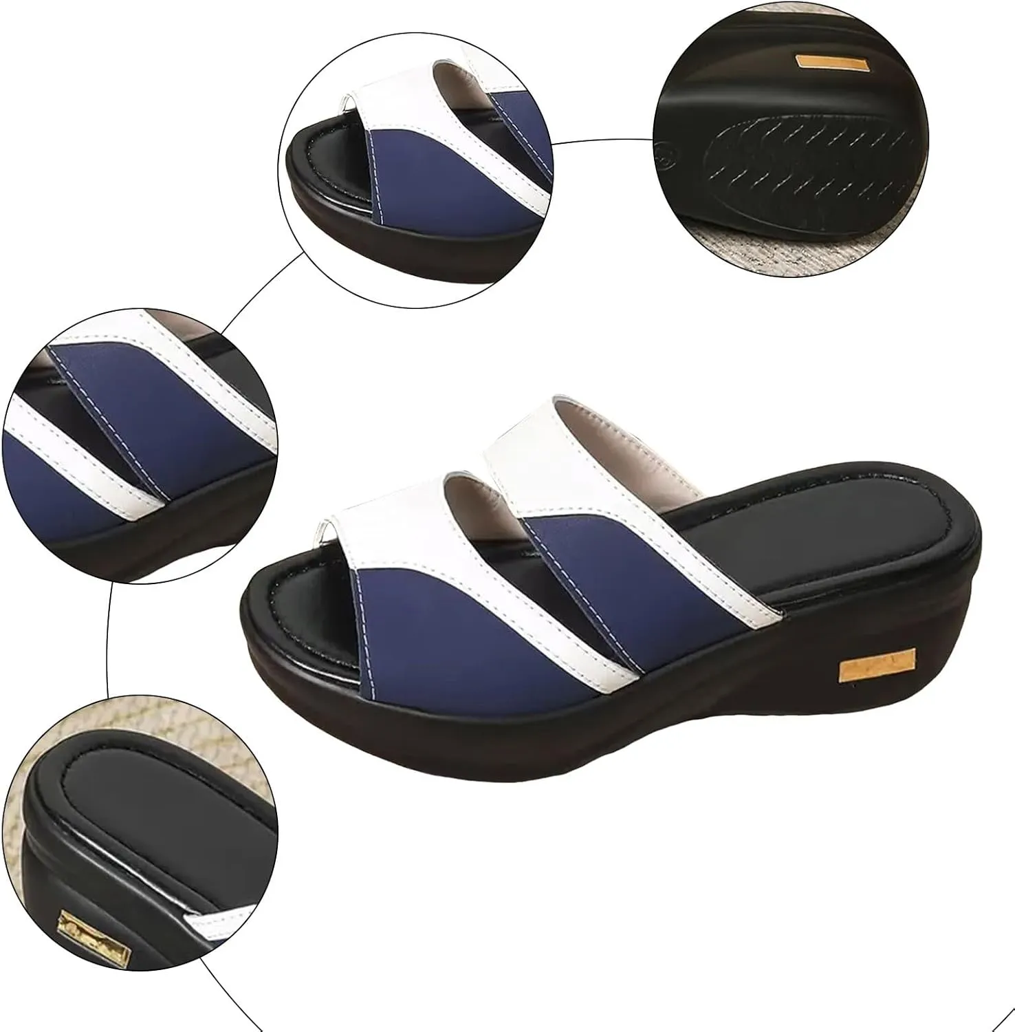 ZSpzx Women Wedge Sandals 2025,Non-Slip Slip-On Arch Support Orthopedic Slippers Indoor/Outdoor Peep Toe Slides Plantar Fasciitis Daily Wear Summer Comfortable Breathable Ladies Dress Walking Footwear