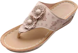 ZSpzx Women Wedge Sandals 2025,Orthopedic Flip Flops Fashion Cute Flower Walking Footwear Summer Peep Toe Soft Cushion Casual Shoe Daily Wear Breathable Comfortable Plantar Fasciitis Vacation Slippers
