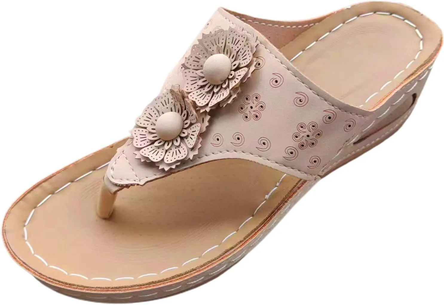 ZSpzx Women Wedge Sandals 2025,Orthopedic Flip Flops Fashion Cute Flower Walking Footwear Summer Peep Toe Soft Cushion Casual Shoe Daily Wear Breathable Comfortable Plantar Fasciitis Vacation Slippers