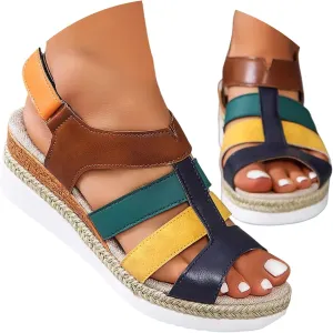 ZSpzx Women Wedge Sandals 2025,Roman Retro Casual Shoe Hook Loop Strap Breathable Comfortable Walking Footwear Arch Support Plantar Fasciitis Espadrilles Platform Slippers Summer Fashion