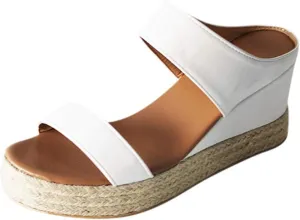 ZSpzx Women Wedge Sandals 2025,Summer Beach Vacation Slippers Height Increase Indoor/Outdoor Breathable Espadrilles Platform Walking Footwear Comfortable Ladies Dress Daily Wear Slip-On Casual Shoe