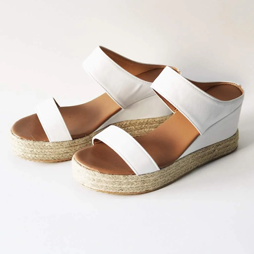 ZSpzx Women Wedge Sandals 2025,Summer Beach Vacation Slippers Height Increase Indoor/Outdoor Breathable Espadrilles Platform Walking Footwear Comfortable Ladies Dress Daily Wear Slip-On Casual Shoe
