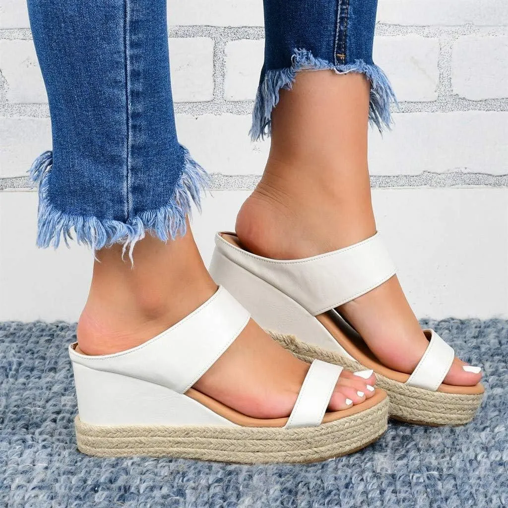 ZSpzx Women Wedge Sandals 2025,Summer Beach Vacation Slippers Height Increase Indoor/Outdoor Breathable Espadrilles Platform Walking Footwear Comfortable Ladies Dress Daily Wear Slip-On Casual Shoe