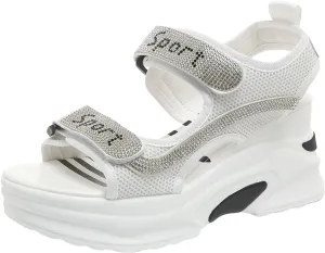 ZSpzx Women's Wedge Heel Sandals Summer Indoor/Outdoor Sport Sneakers Beach Vacation Slippers Hook Loop Strap Comfortable Breathable Ladies Dress Slip-On Walking Footwear Daily Wear Soft Cushion