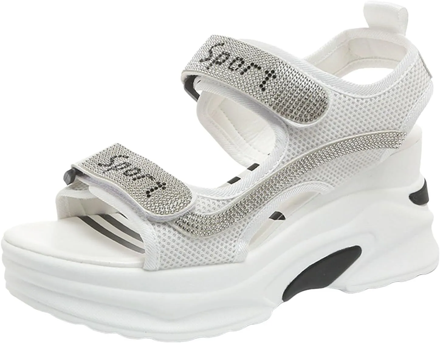 ZSpzx Women's Wedge Heel Sandals Summer Indoor/Outdoor Sport Sneakers Beach Vacation Slippers Hook Loop Strap Comfortable Breathable Ladies Dress Slip-On Walking Footwear Daily Wear Soft Cushion